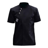 Maxbell 2xChef Jacket Short Sleeve Cooking Clothes Simple Chef Coat for Restaurant Black L