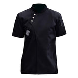 Maxbell 2xChef Jacket Short Sleeve Cooking Clothes Simple Chef Coat for Restaurant Black L