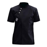 Maxbell 2xChef Jacket Short Sleeve Cooking Clothes Simple Chef Coat for Restaurant Black L