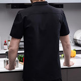 Maxbell 2xChef Jacket Short Sleeve Cooking Clothes Simple Chef Coat for Restaurant Black XXL