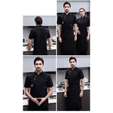 Maxbell 2xChef Jacket Short Sleeve Cooking Clothes Simple Chef Coat for Restaurant Black XXL