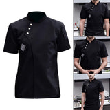 Maxbell 2xChef Jacket Short Sleeve Cooking Clothes Simple Chef Coat for Restaurant Black XXL