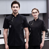 Maxbell 2xChef Jacket Short Sleeve Cooking Clothes Simple Chef Coat for Restaurant Black 4XL