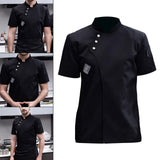 Maxbell 2xChef Jacket Short Sleeve Cooking Clothes Simple Chef Coat for Restaurant Black 4XL