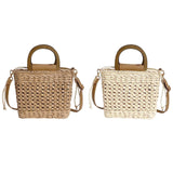 Maxbell 4xStraw Woven Handbag Handwoven Casual Bags Wallet for Dances Vacation Parties Khaki