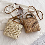 Maxbell 2xStraw Woven Handbag Handwoven Casual Bags Wallet for Dances Vacation Parties Khaki