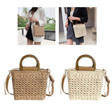 Maxbell 4xStraw Woven Handbag Handwoven Casual Bags Wallet for Dances Vacation Parties Khaki