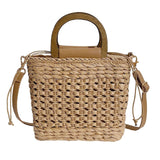 Maxbell 4xStraw Woven Handbag Handwoven Casual Bags Wallet for Dances Vacation Parties Khaki
