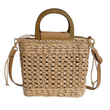 Maxbell 4xStraw Woven Handbag Handwoven Casual Bags Wallet for Dances Vacation Parties Khaki