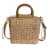 Maxbell 3xStraw Woven Handbag Handwoven Casual Bags Wallet for Dances Vacation Parties Khaki