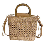 Maxbell 2xStraw Woven Handbag Handwoven Casual Bags Wallet for Dances Vacation Parties Khaki