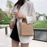 Maxbell 3xStraw Woven Handbag Handwoven Casual Bags Wallet for Dances Vacation Parties Khaki