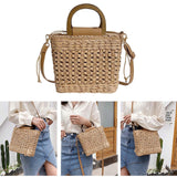 Maxbell 2xStraw Woven Handbag Handwoven Casual Bags Wallet for Dances Vacation Parties Khaki