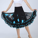 Maxbell 2xBallroom Dance Skirt Dancing Costume Stage Performance for Women Lake Blue
