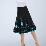 Maxbell 2xBallroom Dance Skirt Dancing Costume Stage Performance for Women Lake Blue
