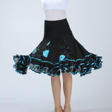 Maxbell 3xBallroom Dance Skirt Dancing Costume Stage Performance for Women Lake Blue