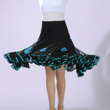 Maxbell 2xBallroom Dance Skirt Dancing Costume Stage Performance for Women Lake Blue