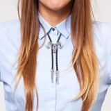 Maxbell 6xGoat Western Bolo Tie Cowboy Necktie Costume Men Women Silver