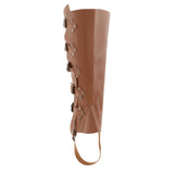 Maxbell 2xMedieval Renaissance Leg Leather Armor Part Warrior Shoes Boots Cover Brown