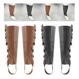 Maxbell 2xMedieval Renaissance Leg Leather Armor Part Warrior Shoes Boots Cover Brown