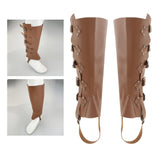 Maxbell 2xMedieval Renaissance Leg Leather Armor Part Warrior Shoes Boots Cover Brown