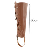 Maxbell 2xMedieval Renaissance Leg Leather Armor Part Warrior Shoes Boots Cover Brown