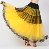 Maxbell 2xClassical Ballroom Dance Skirt Clothing Big Swing Spanish Skirts Dancewear Yellow