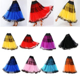 Maxbell 2xClassical Ballroom Dance Skirt Clothing Big Swing Spanish Skirts Dancewear Yellow