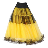 Maxbell 2xClassical Ballroom Dance Skirt Clothing Big Swing Spanish Skirts Dancewear Yellow