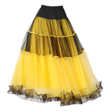 Maxbell 2xClassical Ballroom Dance Skirt Clothing Big Swing Spanish Skirts Dancewear Yellow