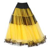 Maxbell 2xClassical Ballroom Dance Skirt Clothing Big Swing Spanish Skirts Dancewear Yellow