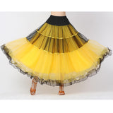 Maxbell 2xClassical Ballroom Dance Skirt Clothing Big Swing Spanish Skirts Dancewear Yellow
