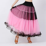 Maxbell 2xClassical Ballroom Dance Skirt Clothing Big Swing Spanish Skirts Dancewear Pink