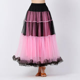 Maxbell 2xClassical Ballroom Dance Skirt Clothing Big Swing Spanish Skirts Dancewear Pink