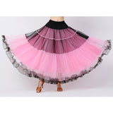 Maxbell 2xClassical Ballroom Dance Skirt Clothing Big Swing Spanish Skirts Dancewear Pink