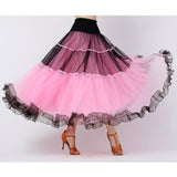 Maxbell 2xClassical Ballroom Dance Skirt Clothing Big Swing Spanish Skirts Dancewear Pink