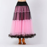 Maxbell 2xClassical Ballroom Dance Skirt Clothing Big Swing Spanish Skirts Dancewear Pink