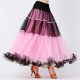 Maxbell 2xClassical Ballroom Dance Skirt Clothing Big Swing Spanish Skirts Dancewear Pink