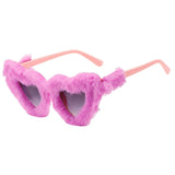Maxbell 2xSoft Plush Sunglasses Sun Glasses Eyewear for Masquerade Travel Photo Props Pink Purple