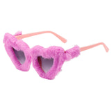 Maxbell 2xSoft Plush Sunglasses Sun Glasses Eyewear for Masquerade Travel Photo Props Pink Purple