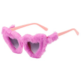 Maxbell 4xSoft Plush Sunglasses Sun Glasses Eyewear for Masquerade Travel Photo Props Pink Purple
