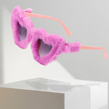 Maxbell 2xSoft Plush Sunglasses Sun Glasses Eyewear for Masquerade Travel Photo Props Pink Purple