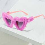 Maxbell 5xSoft Plush Sunglasses Sun Glasses Eyewear for Masquerade Travel Photo Props Pink Purple