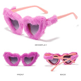 Maxbell 2xSoft Plush Sunglasses Sun Glasses Eyewear for Masquerade Travel Photo Props Pink Purple