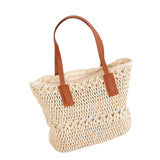 Maxbell 2xCasual Straw Woven Handbag Top Handle Wallet Summer Beach Purse beige