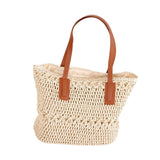 Maxbell 2xCasual Straw Woven Handbag Top Handle Wallet Summer Beach Purse beige