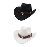 Maxbell 2xCasual Cowboy Hat Costume Cosplay Sun Protection Hat Summer for Hiking Black