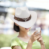 Maxbell 2xCasual Cowboy Hat Costume Cosplay Sun Protection Hat Summer for Hiking White