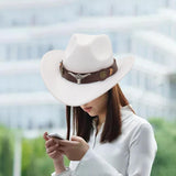 Maxbell 4xCasual Cowboy Hat Costume Cosplay Sun Protection Hat Summer for Hiking White