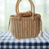 Straw Handbag Purse Casual Lady Handwoven Top Handle Satchel Women Woven Bag